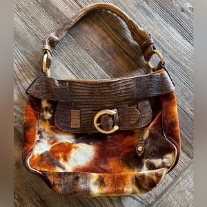 Francesco Biasia Leather and Velvet Purse